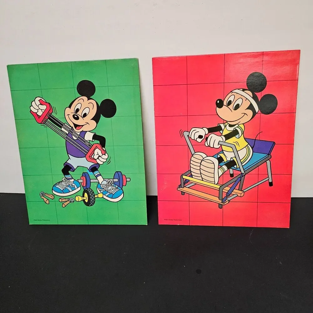 NOS Lot of 2 Mickey Mouse Mousercise Folders 1980s School Supplies Disney